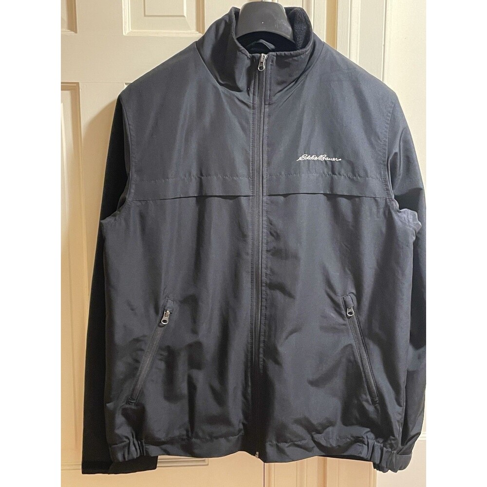 Eddie Bauer Men S Full Zip Soft Shell Jacket Fleece Lined Black EUC